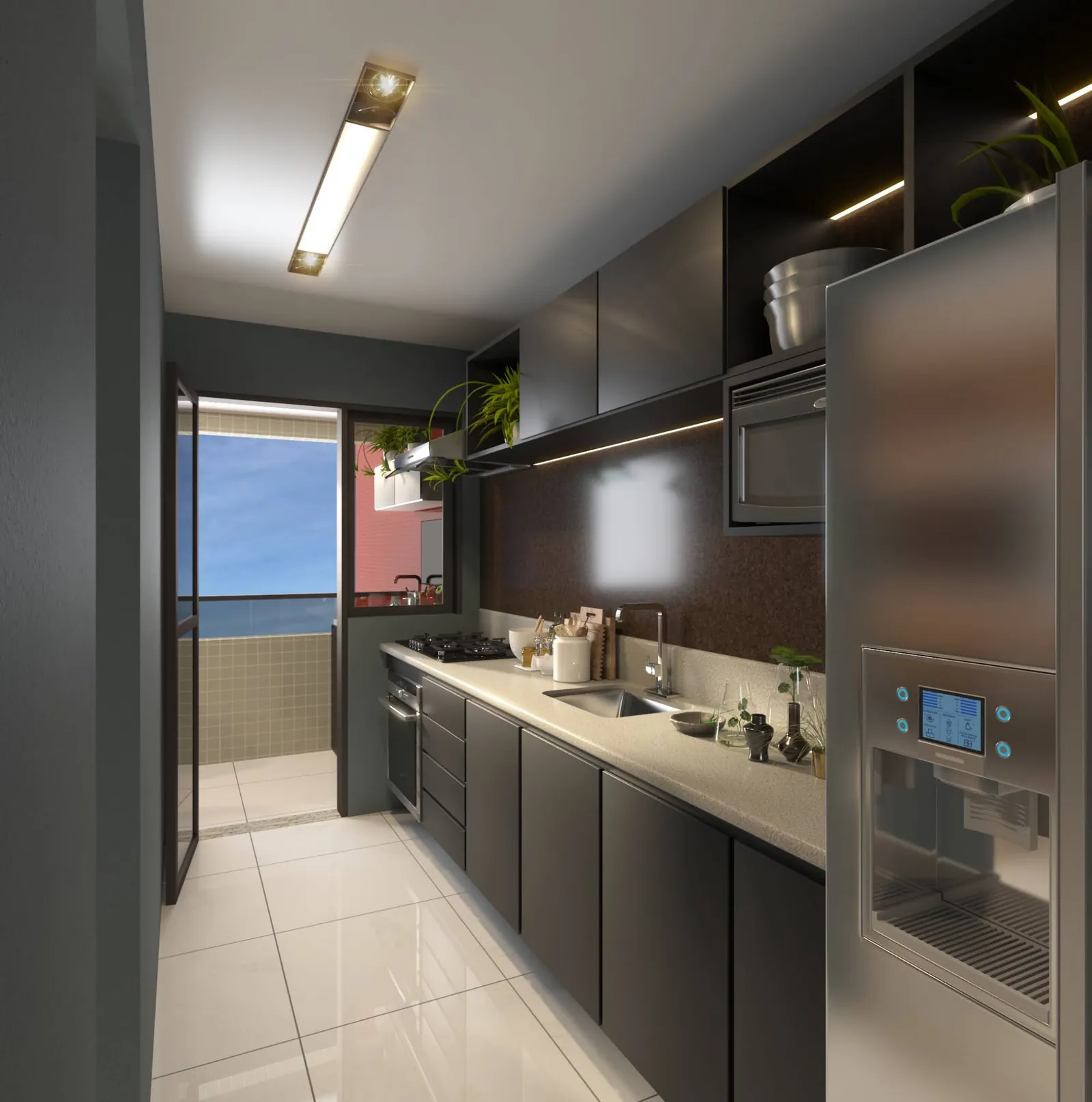 Cozinha do Ethos Residence 2 com acesso à varanda gourmet