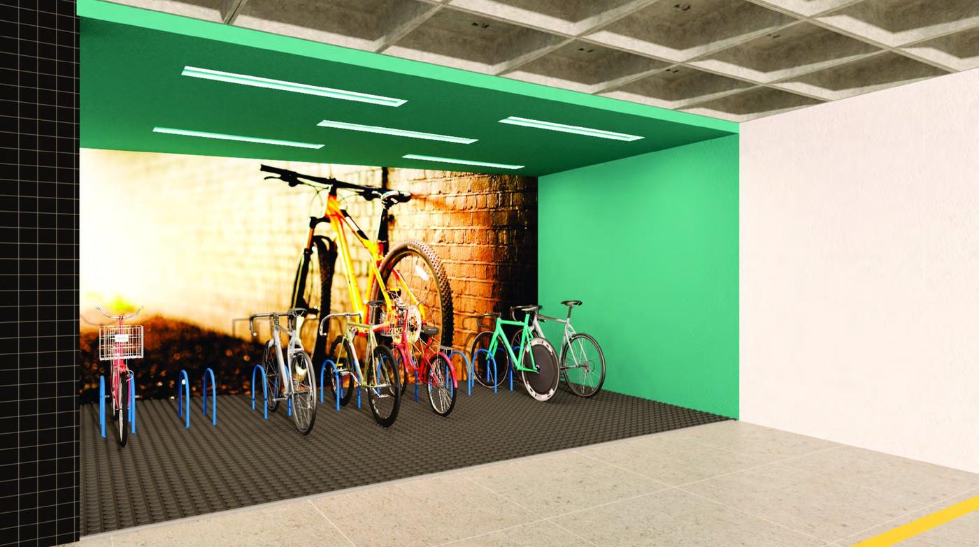 Espaço bicicletário do Lounge Residence
