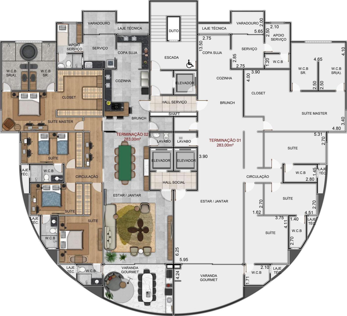 Planta com suíte plus