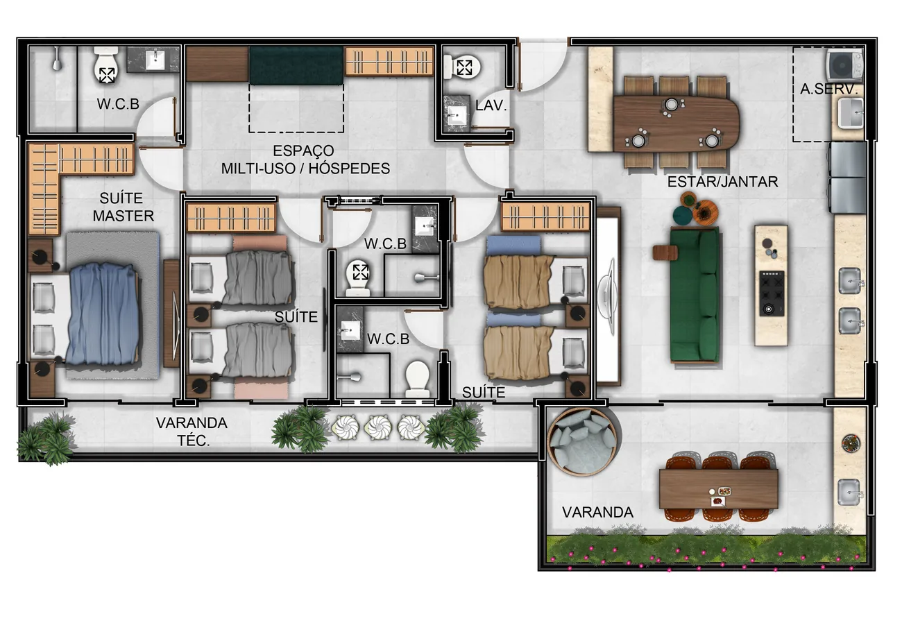 Barra Mar — terminações 01 a 05, cerca de 137 m²